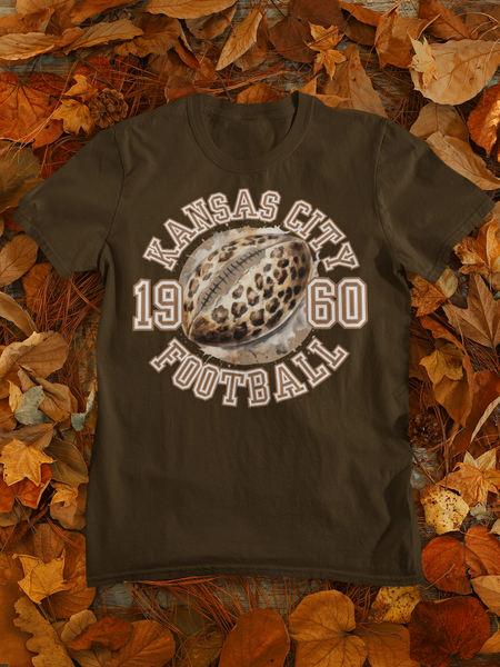1 Kansas City Football Leopard Print Football Unisex Graphic Tees! Football Season!