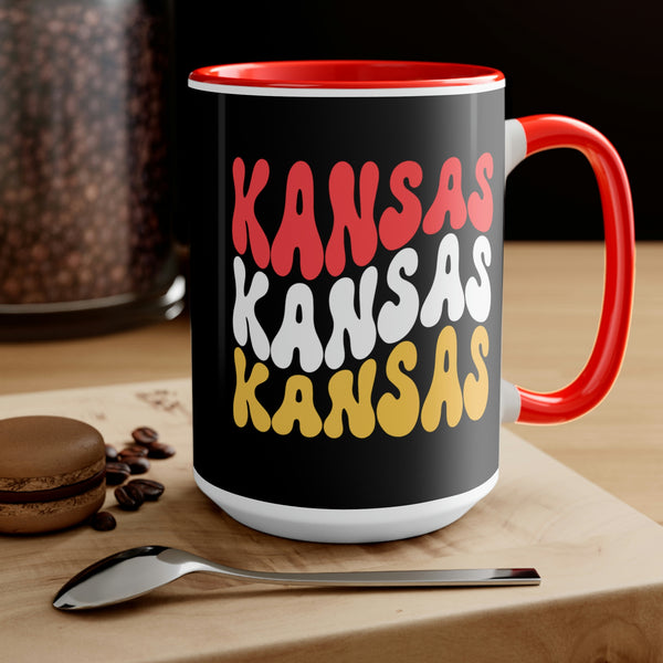 Kansas City Football Two-Tone Coffee Mugs, 15oz! Football Season!