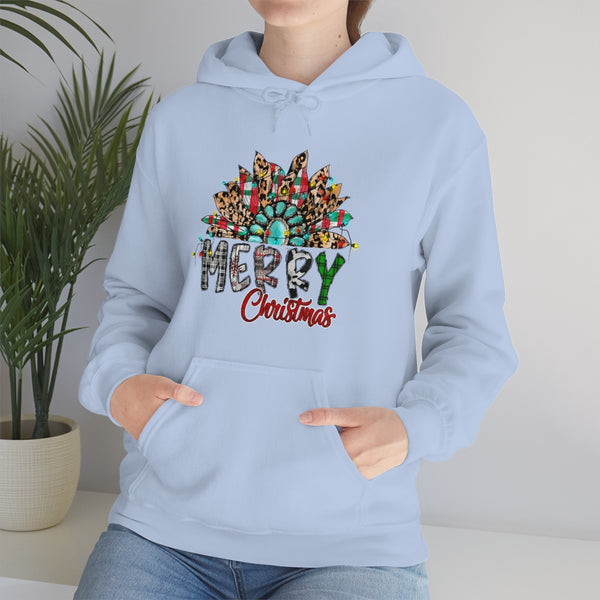Merry Christmas Sunflower Holiday Unisex Heavy Blend Hooded Sweatshirt! Winter Vibes!