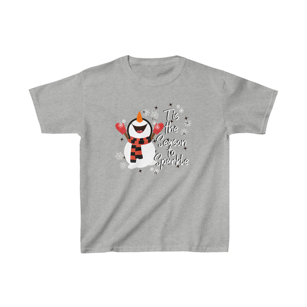 Tis The Season To Sparkle Snowman Kids Heavy Cotton Graphic Tees! Foxy Kids! Winter Vibes!