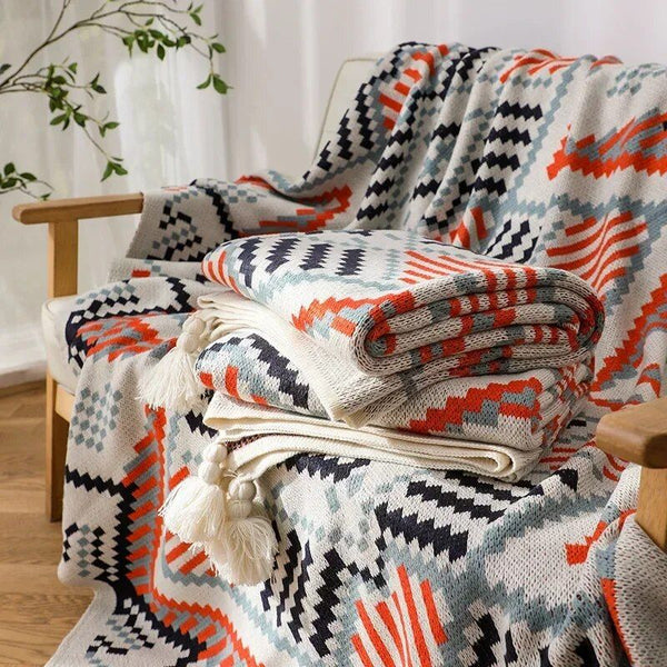 Bohemian Nordic Knitted Blanket