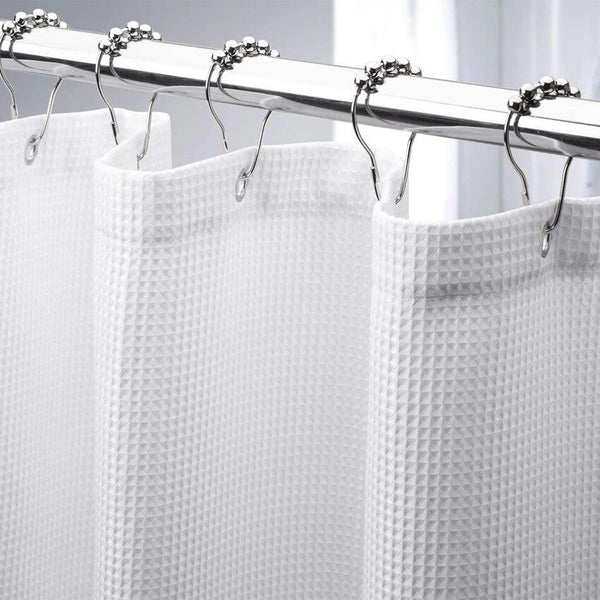 Luxurious Waffle Plaid Shower Curtain with Quick-Dry Waterproof Design
