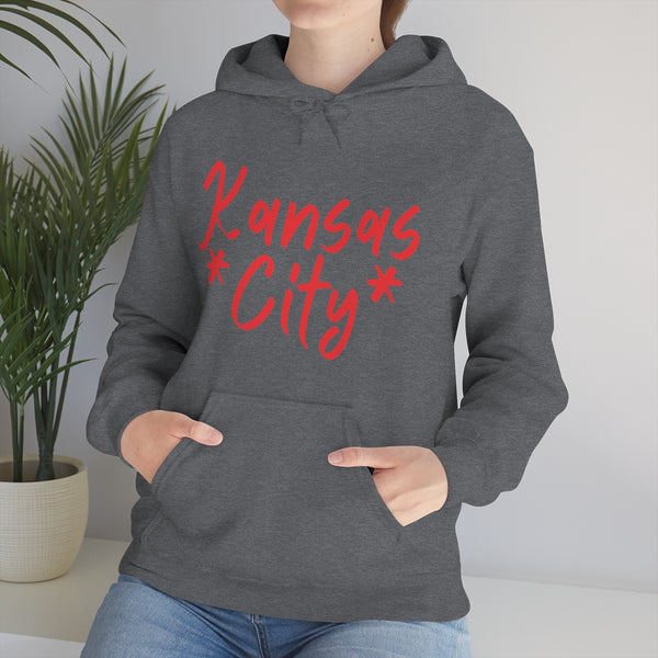 Kansas City Football Red Unisex Heavy Blend Hooded Sweatshirt! Football Season!