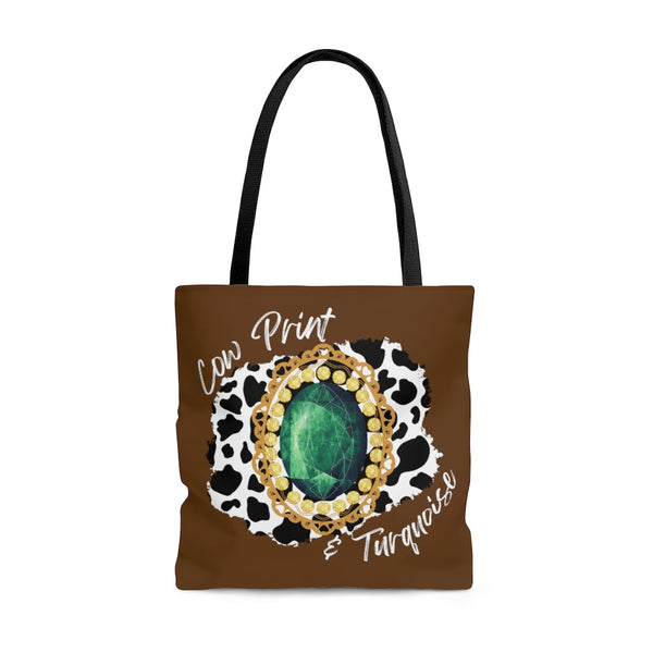 Cow Print and Turquoise Western Style Tote Bag! Fall Vibes! FreckledFoxCompany