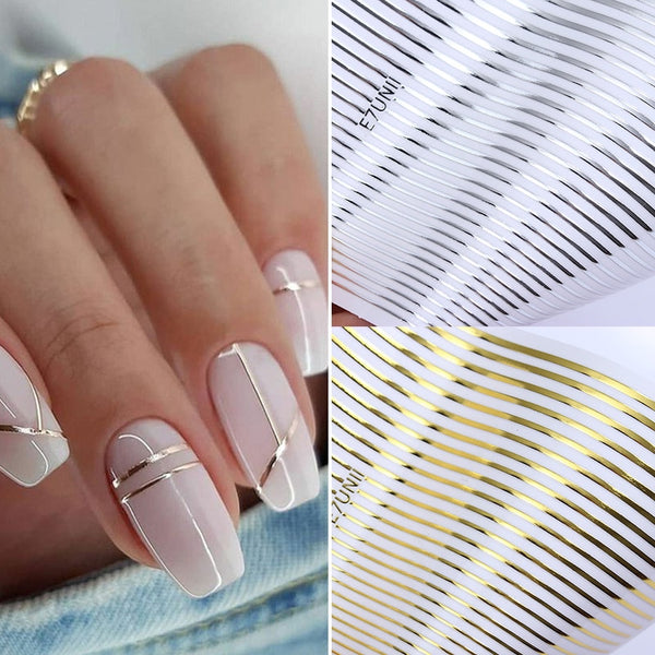1PC Silver Gold Lines Stripe 3D Nail Sticker! Nails/Lashes!