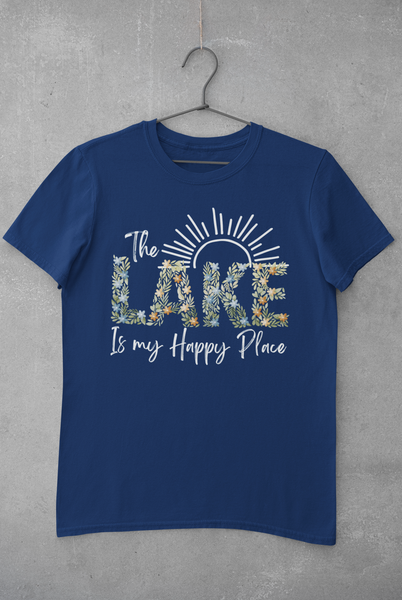 The Lake is My Happy Place Floral Unisex Graphic Tees! Summer Vibes! FreckledFoxCompany