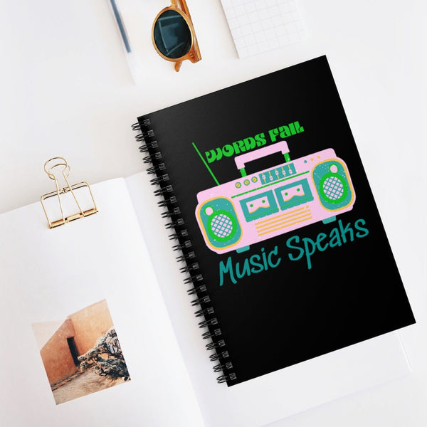 Words Fail Music Speaks Pink and Green Journal! FreckledFoxCompany