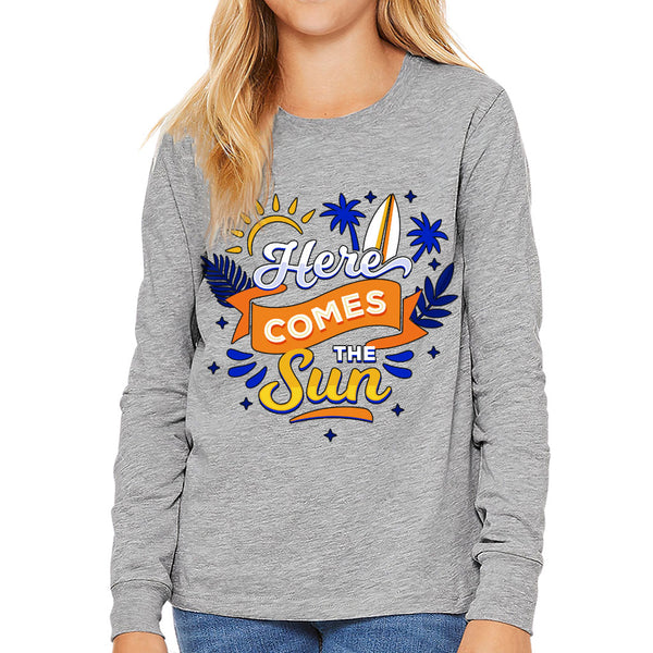 Here Comes the Sun Kids' Long Sleeve T-Shirt - Cute T-Shirt - Themed Long Sleeve Tee