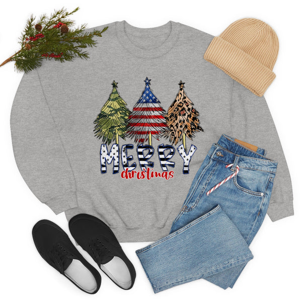 Rustic Military Merry Christmas Holiday Unisex Heavy Blend Crewneck Sweatshirt! Winter Vibes!