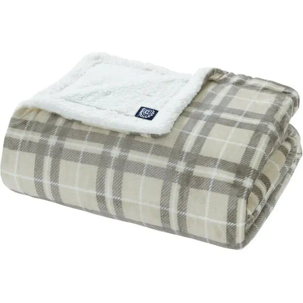 Luxury Plaid King Blanket with Sherpa Reverse