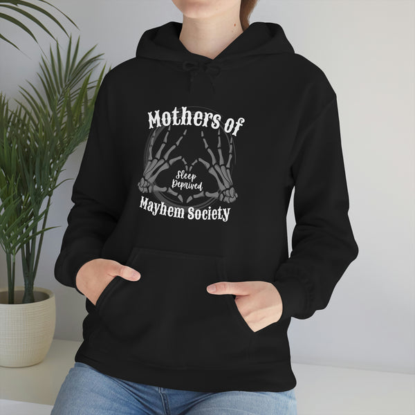 Mothers of Mayhem Society Sleep Deprived Unisex Hooded Sweatshirt! Sarcastic Vibes! Family Vibes!