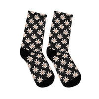 Classic Black Daisy Unisex Eco Friendly Recycled Poly Socks!!! Free Shipping!!! 58% Recycled Materials!