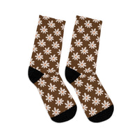 Brown Daisy Unisex Eco Friendly Recycled Poly Socks!!! Free Shipping!!! 58% Recycled Materials!