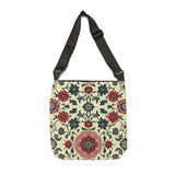 Destiny Print Floral Pink Adjustable Tote Bag with Spacious Zippered Pocket! Check out My Matching Weekender Bag!