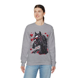 Valentines Day Black Horse Red Hearts Edition Unisex Sweatshirt! Retro! Free Shipping!!!