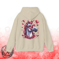 Pink Unicorn With Sunglasses Back Designs Unisex Heavy Blend Hooded Sweatshirt! Free Shipping!!!