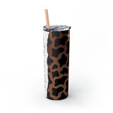 Nurse Life Cow Printed Skinny Tumbler with Straw, 20oz! Multiple Colors! Medical Vibes!