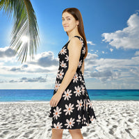 Black Daisy's Print Women's Fit n Flare Dress! Free Shipping!!! New!!! Sun Dress! Beach Cover Up! Night Gown! So Versatile!