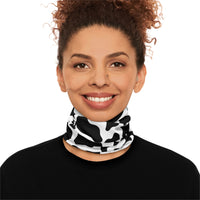 Black and White Cow Print Lightweight Neck Gaiter! 4 Sizes Available! Free Shipping! UPF +50! Great For All Outdoor Sports!