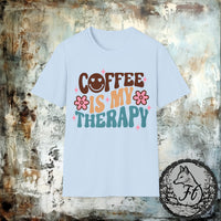 Coffee Is My Therapy Smiley Retro Unisex Graphic Tees! Sarcastic Vibes!