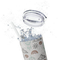 Western/Boho Teepee and Dreamcatcher Grey Neutrals Skinny Tumbler with Straw, 20oz!