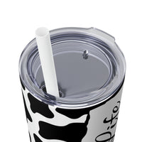 Teacher Life Cow Printed Skinny Tumbler with Straw, 20oz! Multiple Colors!