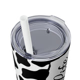 Teacher Life Cow Printed Skinny Tumbler with Straw, 20oz! Multiple Colors!