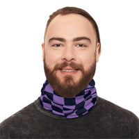 Black and Light Purple Plaid Lightweight Neck Gaiter! 4 Sizes Available! Free Shipping! UPF +50! Great For All Outdoor Sports!