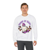 Creep it Real Skate Boarding Retro Ghost Unisex Heavy Blend Crewneck Sweatshirt! Halloween! Fall Vibes!