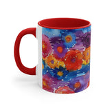 Boho Watercolor Daisy Accent Coffee Mug, 11oz! Free Shipping! Great For Gifting! Lead and BPA Free!
