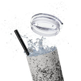 Western Style Ink Splatter Black and Grey Skinny Tumbler with Straw, 20oz! Multiple Colors!