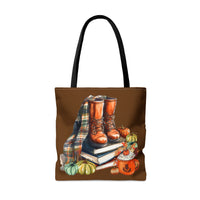 Boots and Books Autumn Pumpkins Fall Vibes Tote Bag!