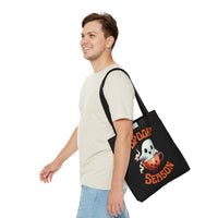 Spooky Season Version 2 Happy Little Ghost Halloween Fall Vibes Tote Bag!