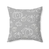Light Grey and White Polka Dot Pumpkin Square Pillow! Halloween! Fall Vibes!