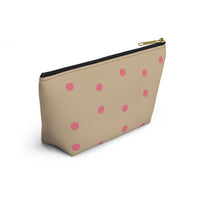 Cream Pink Polka Dot Accessory Pouch, Check Out My Matching Weekender Bag! Free Shipping!!!