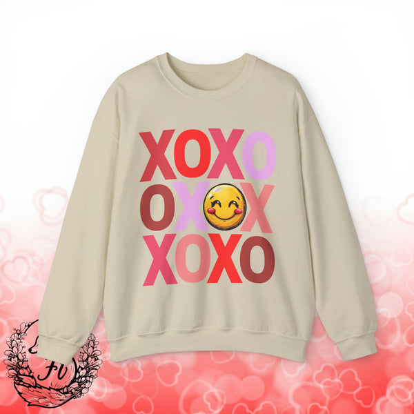 Valentines Day XoXo Heart Smiley Face Unisex Sweatshirt! Retro! Plus Sizes Available!