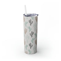 Western/Boho Inspired Neutral Cactus Skinny Tumbler with Straw, 20oz!