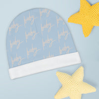 Dusty Blue Baby Beanie in Cursive! Free Shipping! Great for Gifting!