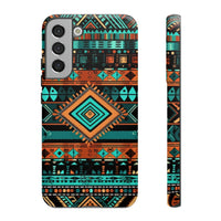 Turquoise Aztec Tough Cases! Cellphone Cases! Multiple Sizes Available! Apple iPhone, Samsung Galaxy, and Google Pixel devices!