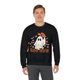 Boo Haw Retro Ghost Unisex Heavy Blend Crewneck Sweatshirt! Halloween! Fall Vibes!