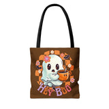 Hey Boo Happy Little Ghost Halloween Fall Vibes Tote Bag!