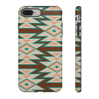 Teal and Brown Aztec Tough Cases! Cellphone Cases! Multiple Sizes Available! Apple iPhone, Samsung Galaxy, and Google Pixel devices!