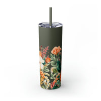 Custom Name Personalized Botanical Garden Tumblers Skinny Tumbler with Straw, 20oz! Multiple Colors Available!