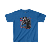 Valentines Day Black Horse Red Hearts Kids Heavy Cotton Tee! Foxy Kids! Free Shipping!