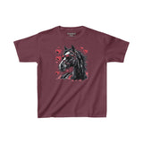 Valentines Day Black Horse Red Hearts Kids Heavy Cotton Tee! Foxy Kids! Free Shipping!