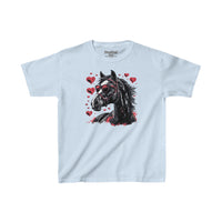 Valentines Day Black Horse Red Hearts Kids Heavy Cotton Tee! Foxy Kids! Free Shipping!
