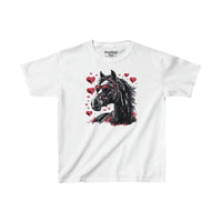 Valentines Day Black Horse Red Hearts Kids Heavy Cotton Tee! Foxy Kids! Free Shipping!