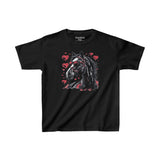 Valentines Day Black Horse Red Hearts Kids Heavy Cotton Tee! Foxy Kids! Free Shipping!