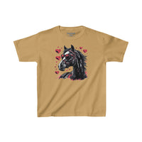 Valentines Day Black Horse Red Hearts Kids Heavy Cotton Tee! Foxy Kids! Free Shipping!