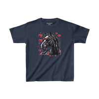 Valentines Day Black Horse Red Hearts Kids Heavy Cotton Tee! Foxy Kids! Free Shipping!